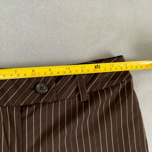 Y2K chocolate brown pinstripe low rise boot cut wide leg pants - Picture 8 of 12